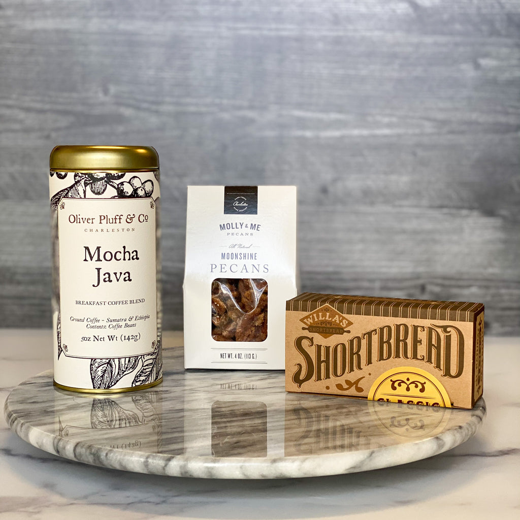 Just-Because-Sparrow-Gift-Box-Mocha-Java-Coffee-Shortbread-Cookies-Moonshine-Pecans-American-Made  Edit alt text