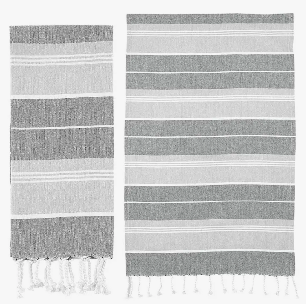 Grey striped tea towel / Santa Barbara Design Studio