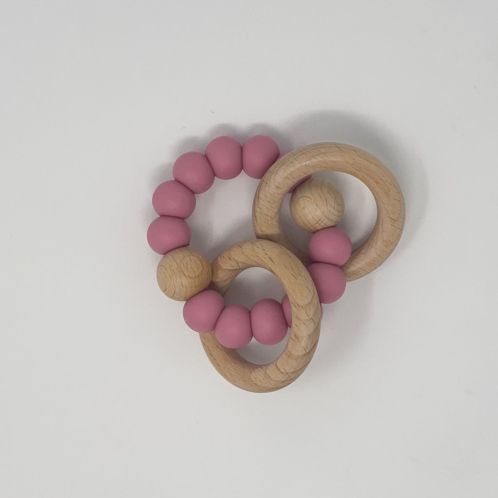 Mom_Baby_Mini_Pink_Teething_Ring_Sparrow_Box_Co_American_Made